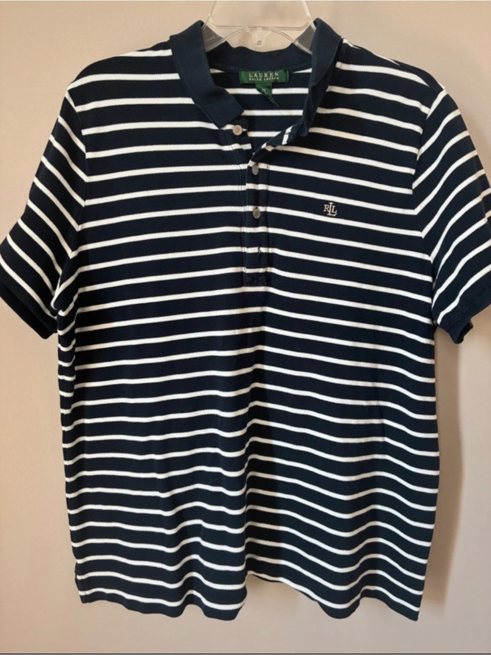 Ralph Lauren Navy with White Striped Short-Sleeve Polo